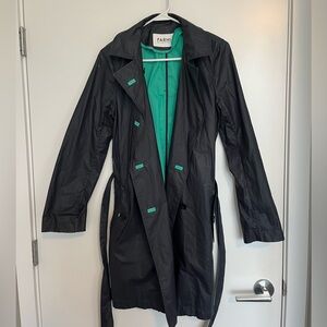 Nicole Fahri Navy Waterproof Trench Coat, Size 6
